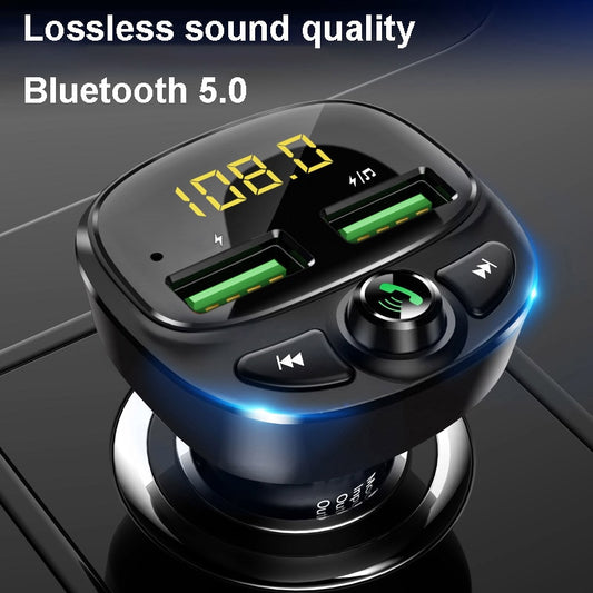 Car Bluetooth FM Transmitter with 5.0 Dual USB Charger
